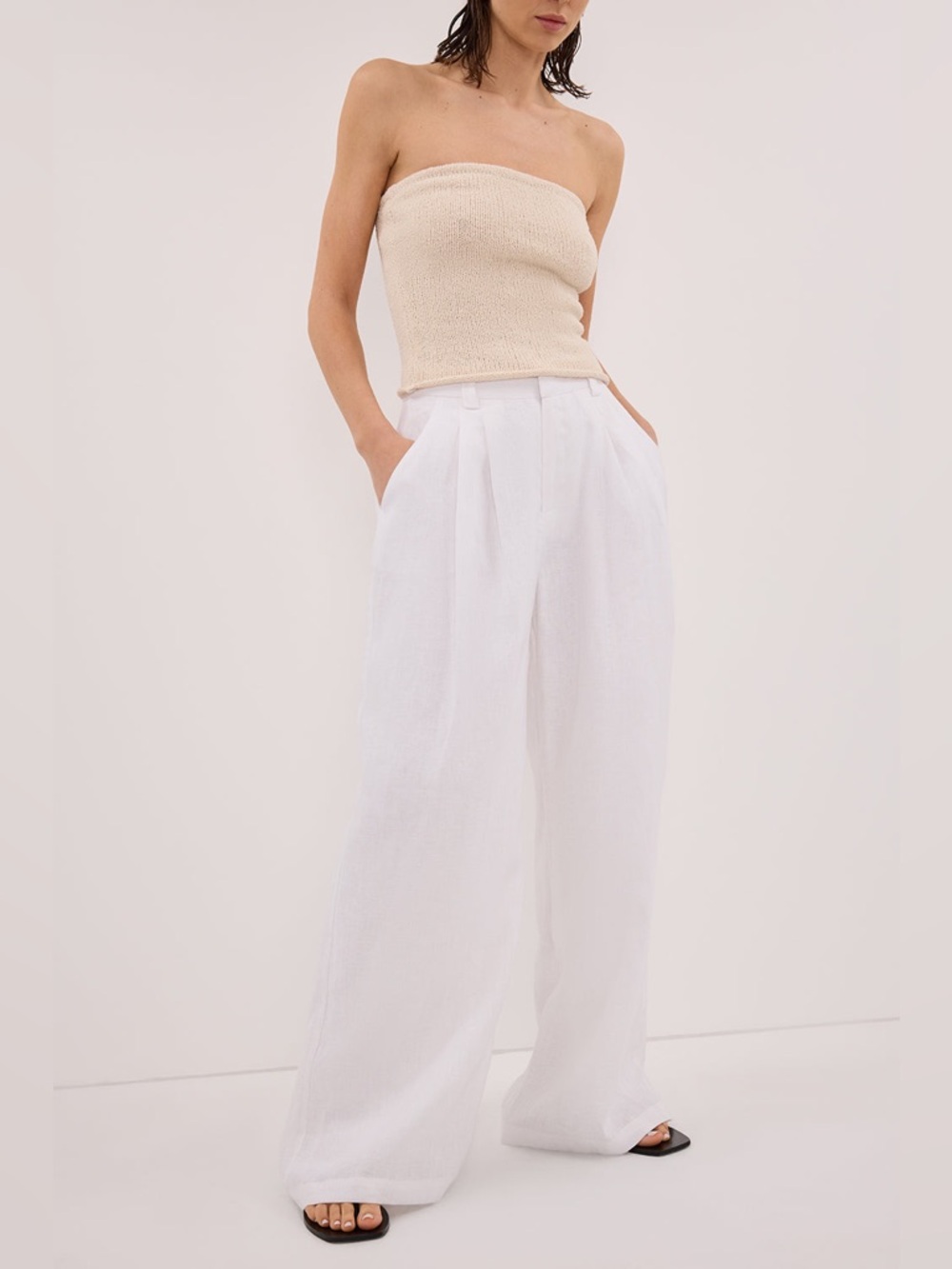 DIISH Holden Linen Pant In White Size 6